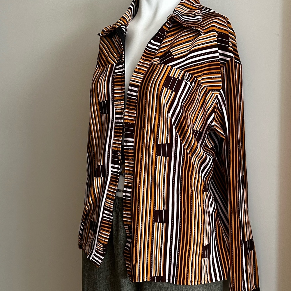 ADORA Brown and White Striped Top